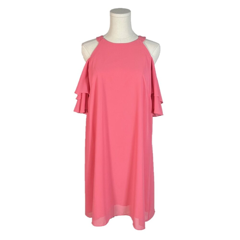 Vince Camuto Chiffon Cold Shoulder Flutter Sleeve Swing Dress Size 6